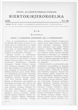 KIERTO KIRJEKOKOELMA 1938 ______N:O 28