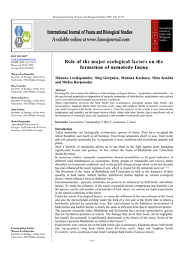 Role of the Major Ecological Factors on the Formation of Nematode Fauna