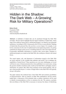 Hidden in the Shadow: the Dark Web – a Growing Risk for Military Operations?