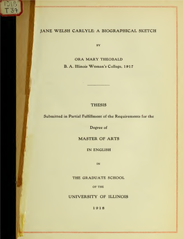 Jane Welsh Carlyle, a Biographical Sketch