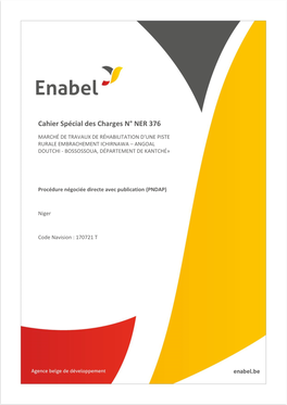 Cahier Spécial Des Charges N° NER 376