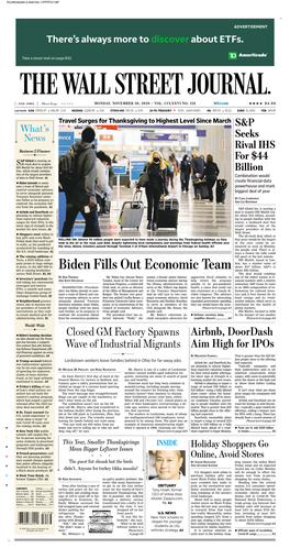 Biden Fills out Economic Team About$37 Billion