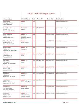 2016 - 2019 Mississippi House