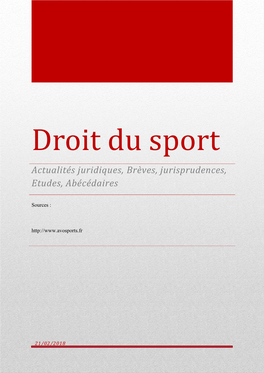Droit Du Sport Actualités Juridiques, Brèves, Jurisprudences