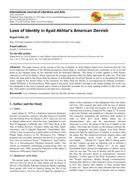 Loss of Identity in Ayad Akhtar's American Dervish