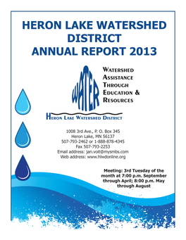 Heron Lake Watershed District Annual Report 2013