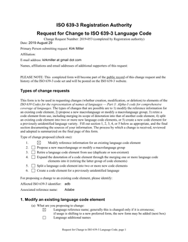 ISO 639-3 Code Split Request Template