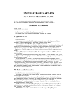 Hindu Succession Act, 1956