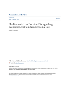 The Economic Loss Doctrine: Distinguishing Economic Loss from Non-Economic Loss, 91 Marq