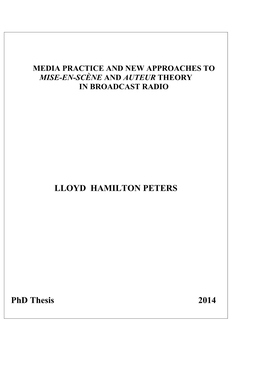 LLOYD HAMILTON PETERS Phd Thesis 2014