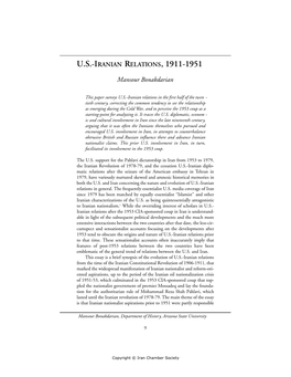 U.S.-Iranian Relations, 1911-1951