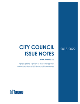 City Council Issue Notes, 2018 - 2022