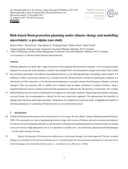 Risk-Based Flood Protection Planning Under Climate Change and Modelling Uncertainty: a Pre-Alpine Case Study