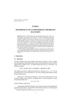 Hypothesis H and an Impossibility Theorem of Ram Murty