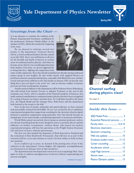 Yale Department of Physics Newsletter