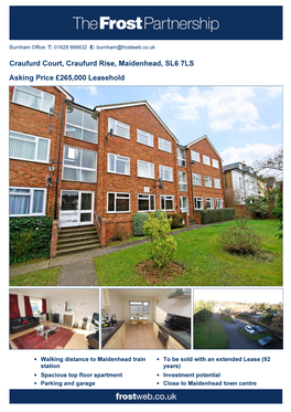 Craufurd Court, Craufurd Rise, Maidenhead, SL6 7LS Asking Price £265,000 Leasehold