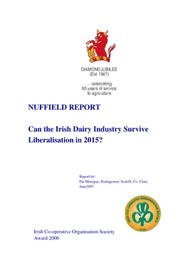 NUFFIELD REPORT Can the Irish Dairy Industry Survive