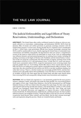 The Judicial Enforceability and Legal Effects of Treaty Reservations, Understandings, and Declarations