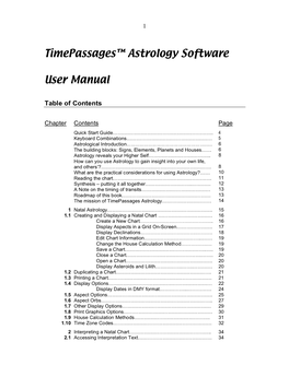 Timepassages™ Astrology Software User Manual