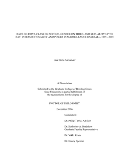 Race on First, Class on Second, Gender on Third, and Sexuality up to Bat: Intersectionality and Power in Major League Baseball, 1995 - 2005