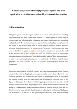 Synthesis of Tri-Aryl Phosphine Ligands and Their Application in the Rhodium-Catalysed Hydroformylation Reaction