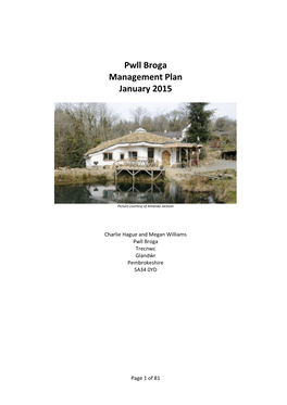 Pwll Broga Management Plan January 2015