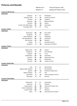 Fixtures and Results