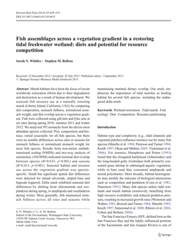 Fish Assemblages Across a Vegetation Gradient in a Restoring Tidal Freshwater Wetland: Diets and Potential for Resource Competition