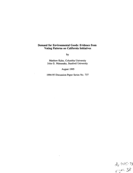 Demand for Environmental Goods: Evidence from Voting Patterns on California Initiatives