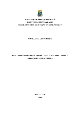 Universidade Federal Do Ceará Instituto De Cultura E Arte Programa De Pós-Graduação Em Comunicação