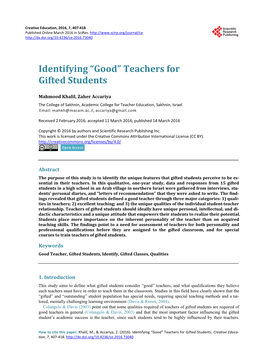 Teachers for Gifted Students