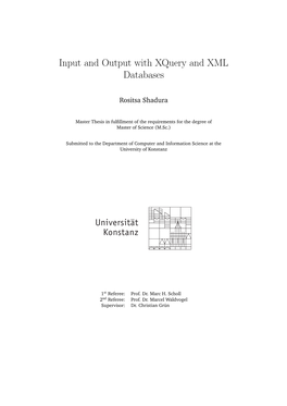 Input and Output with Xquery and XML Databases