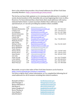 Updated Assembly Member Email Address List