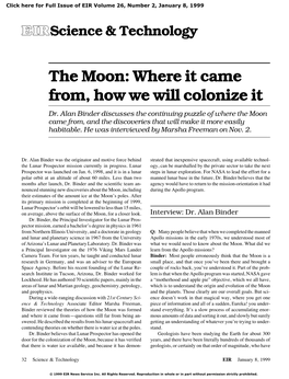 The Moon: Where It Came From, How We Will Colonize It Dr