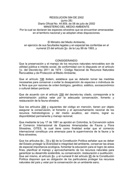 RESOLUCION 584 DE 2002 (Junio 26) Diario Oficial No