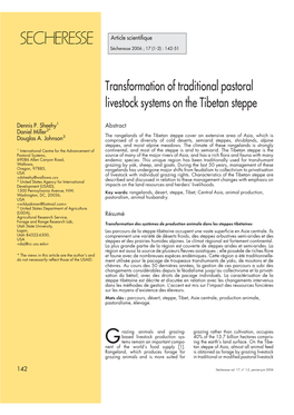 Transformation of Traditional Pastoral Livestock Systems on the Tibetan Steppe