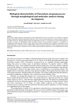 Biological Characteristics of Punctularia Atropurpurascens Through Morphological and Molecular Analyses During Development