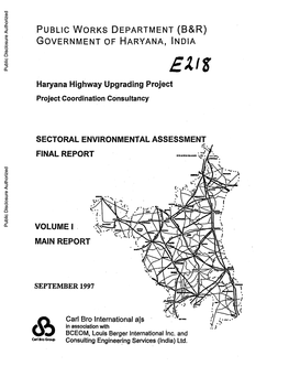 GOVERNMENT of HARYANA, INDIA Haryana Highway Upgrading Project