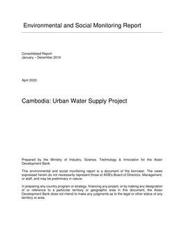 Environmental and Social Monitoring Report Cambodia: Urban Water Supply Project