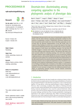 Uncertain-Tree: Discriminating Among Competing Approaches to the Phylogenetic Analysis of Phenotype Data