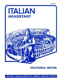 Italian Headstart Cultural Notes