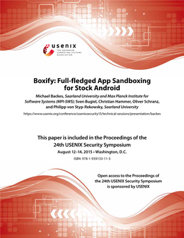 Boxify: Full-Fledged App Sandboxing for Stock Android