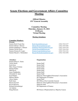 Senate Elections and Government Affairs Committee Meeting