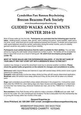 Guided Walks and Events Winter 2014-15