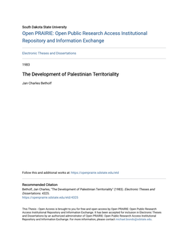 The Development of Palestinian Territoriality