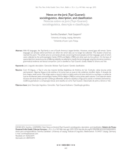 Tupí-Guaraní): Sociolinguistics, Description, and Classification Notícias Sobre Os Jorá (Tupí-Guaraní): Sociolinguística, Descrição E Classificação