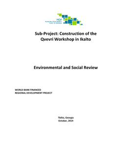 Construction of the Qvevri Workshop in Ikalto Environmental and Social