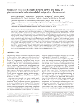 Rhodopsin Kinase and Arrestin Binding Control the Decay of Photoactivated Rhodopsin and Dark Adaptation of Mouse Rods