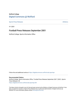 Football Press Releases September 2001