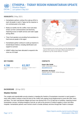 ETHIOPIA - TIGRAY REGION HUMANITARIAN UPDATE Situation Report Last Updated: 6 May 2021